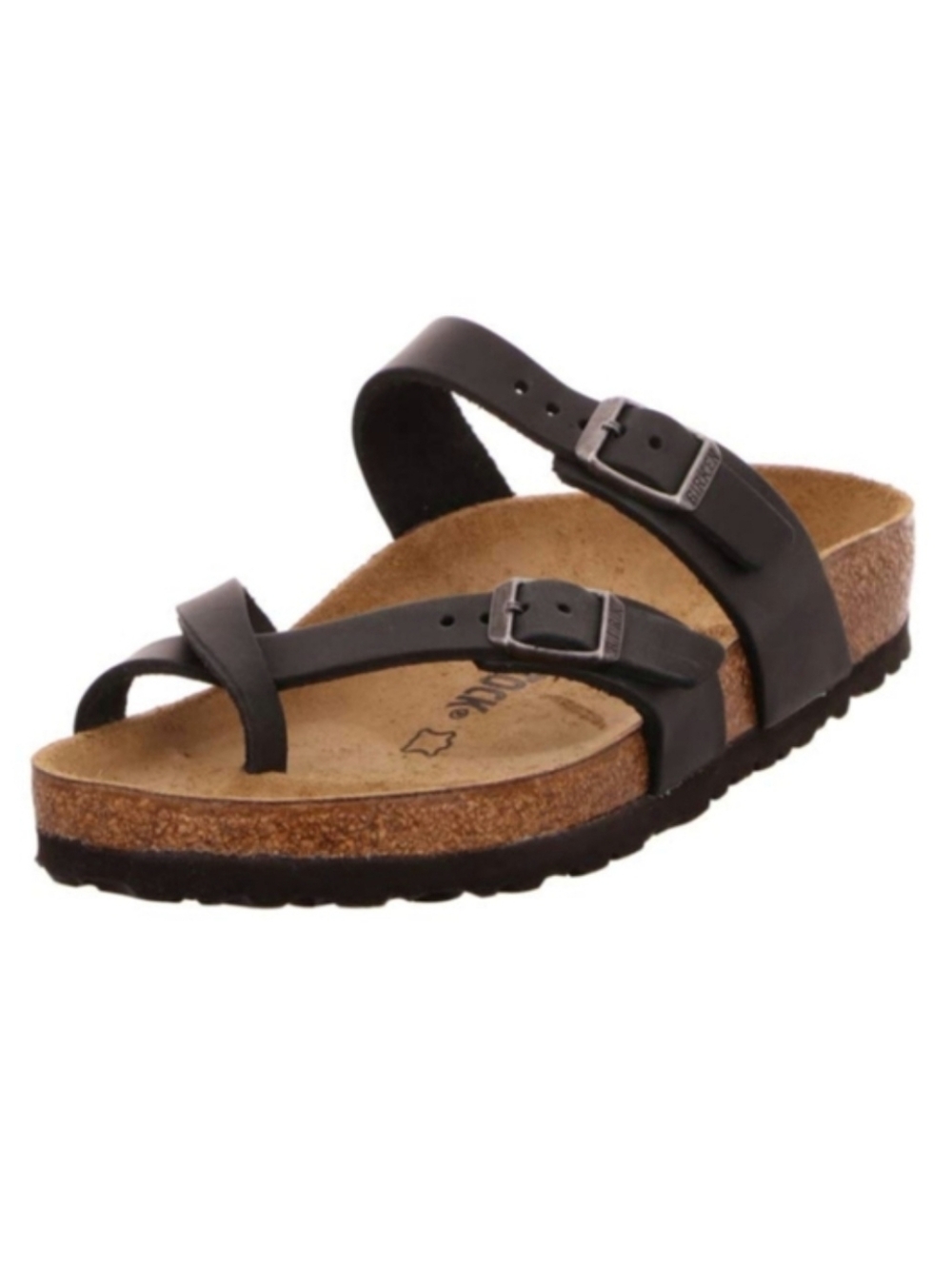 BIRKENSTOCK Mayari Birki Flor Black Leather Sandals Sz 36